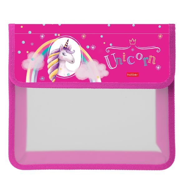 Папка для тетрадей Пластиковая А5ф Hatber 1 отделение на липучке -Волшебный единорог- , 